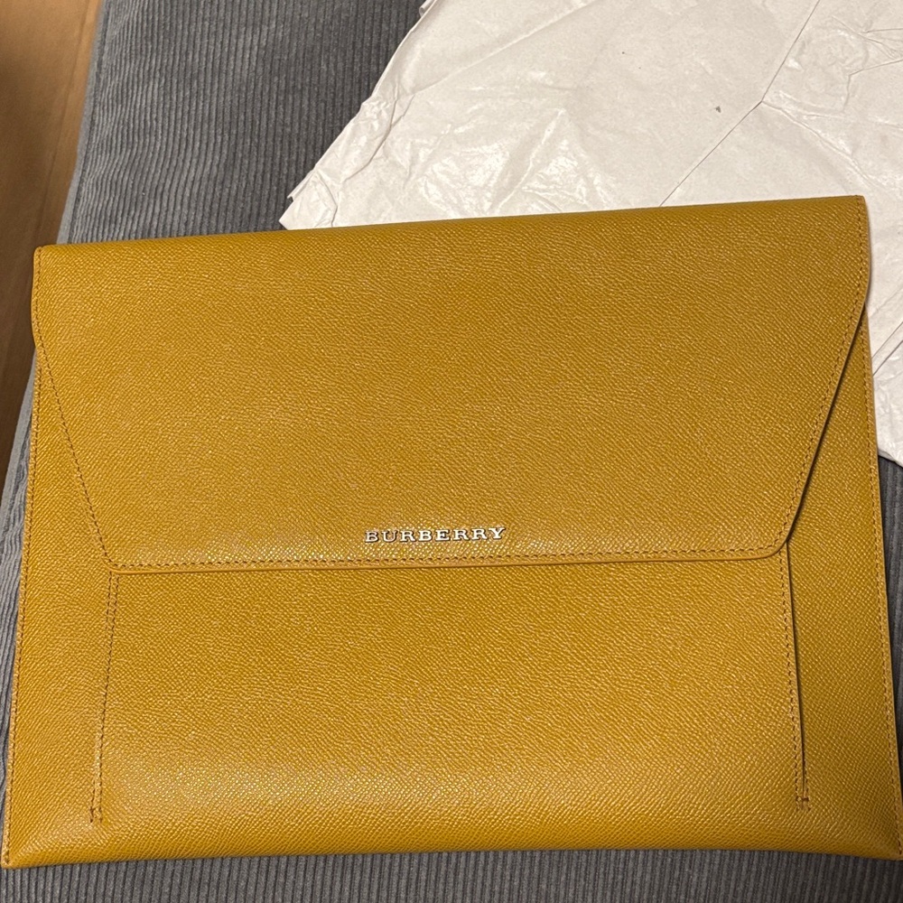 Burberry Mustard Yellow Leather Envelope Clutch